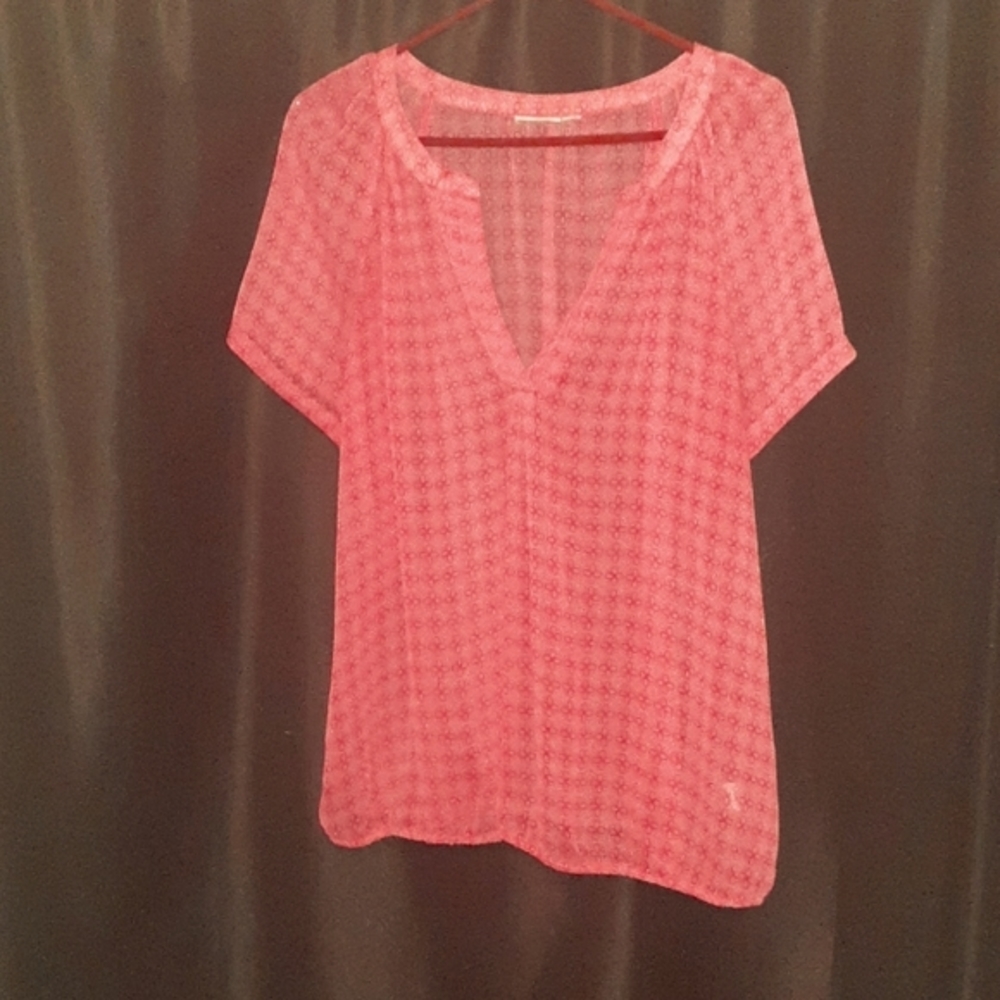 Womens Top, Pink with Flower Pattern, XL